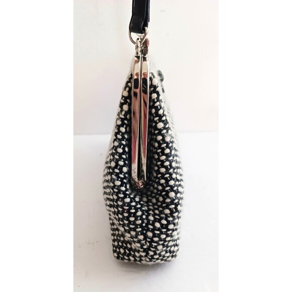 The Sak Elliott Luca Blk/White Tweed Top Handle Shoulder Bag Snap Lock Bow Trim - Picture 7 of 11